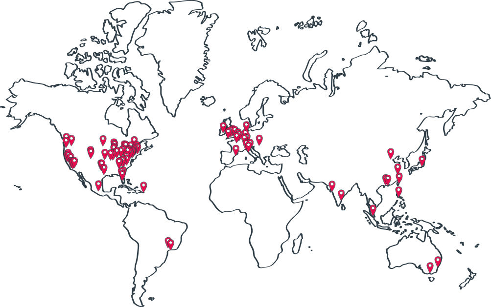 Mapa de localizações de Barry-Wehmiller